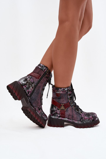 Echte Leder Damen Arbeitsschuhknöchel Stiefel Tai turiciejka 07072-23 bordeauxfarbene Farbe 2