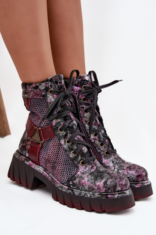 Haut Arbeitsstiefeletten Feminin Es mussciejka 07072-23 Burgund