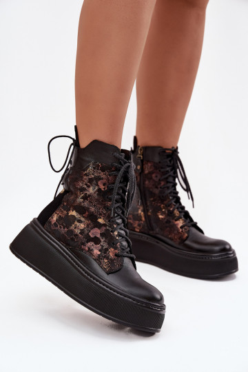Haut Stiefel mit einer Plattform Es mussciejka 07086-01 schZuarze Farbe 2