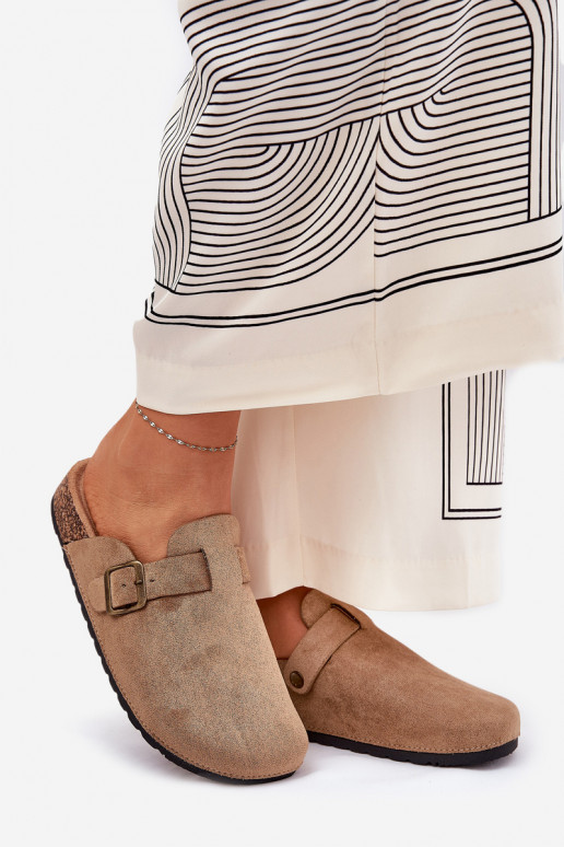 Hausschuhe Verstopfungen Feminin i mit einer Plattform mit Schnallen Khaki-Farbe Selio