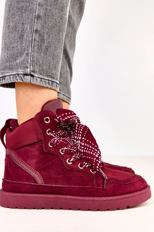 Kirschfarbene hohe Sneakers mit...