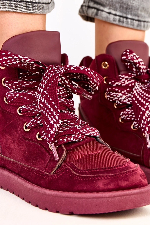 Kirschfarbene hohe Sneakers mit...