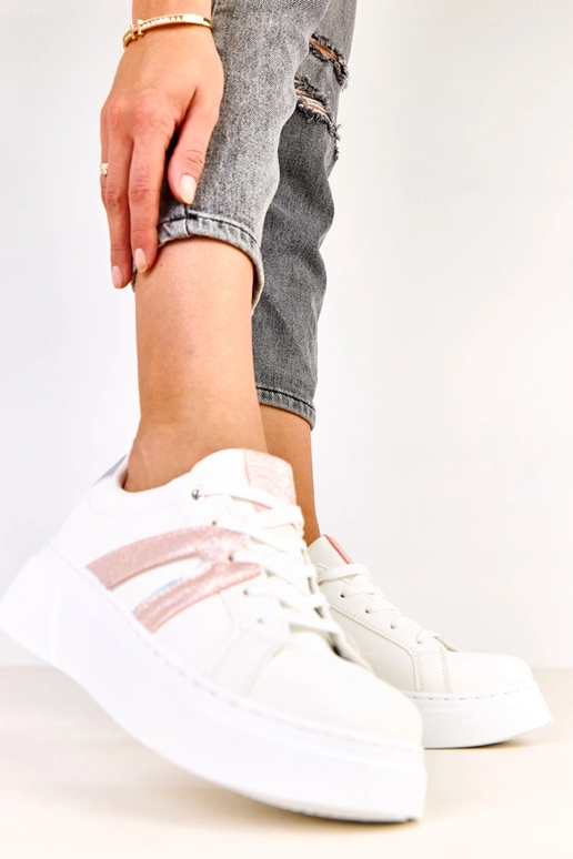 Weiße Sneakers mit Plattform und...