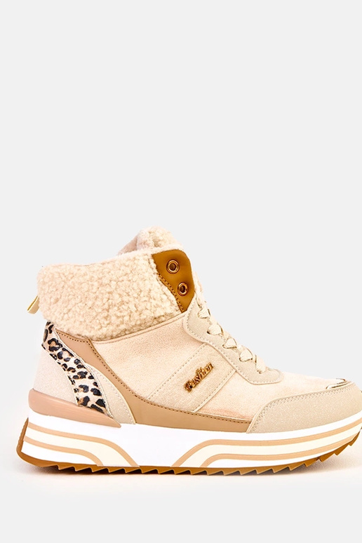 Sandfarbene hohe warme Sneakers mit... Sandfarbene hohe warme Sneakers mit...