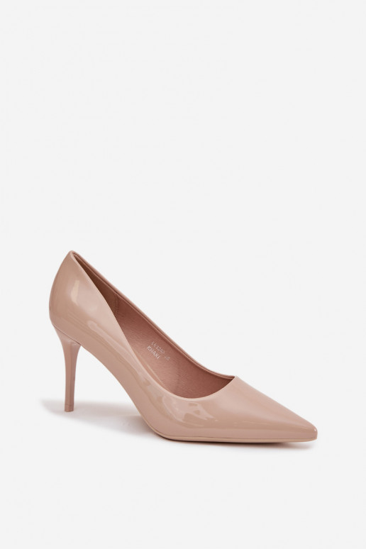 mit Lackeffekt Eko Haut hochhackige Schuhe Feminin Ze Szpiczastymi Noskami Beige Jadira mit Lackeffekt Eko Haut hochhackige Schuhe Feminin Ze Szpiczastymi Noskami Beige Jadira