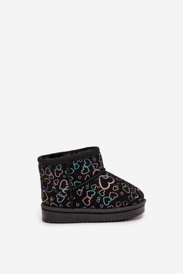 Schneestiefel Kindisch mit Herzen schZuarze Farbe Calivine 2