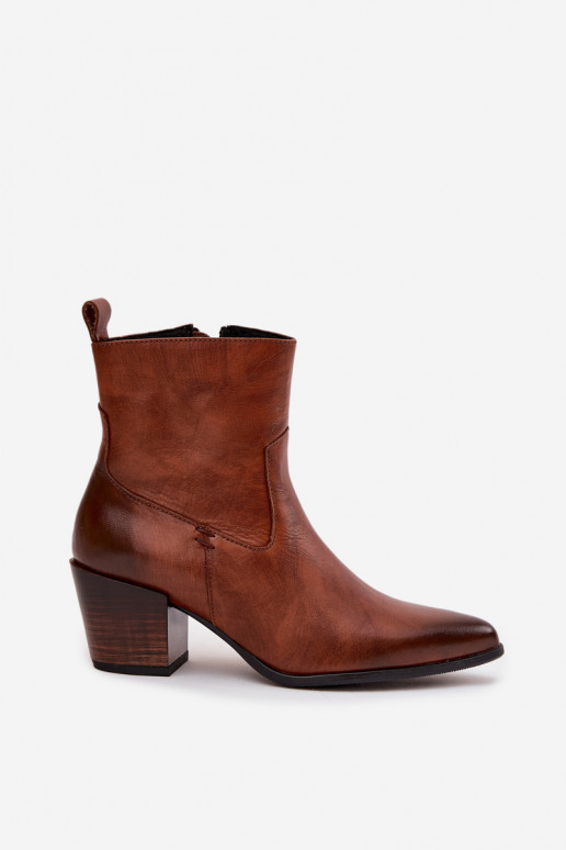 Haut Stiefel im CoZuboy-Stil Feminin mit Absätzen sich Zuarm laufen Zazoo 60565 braune Farbe