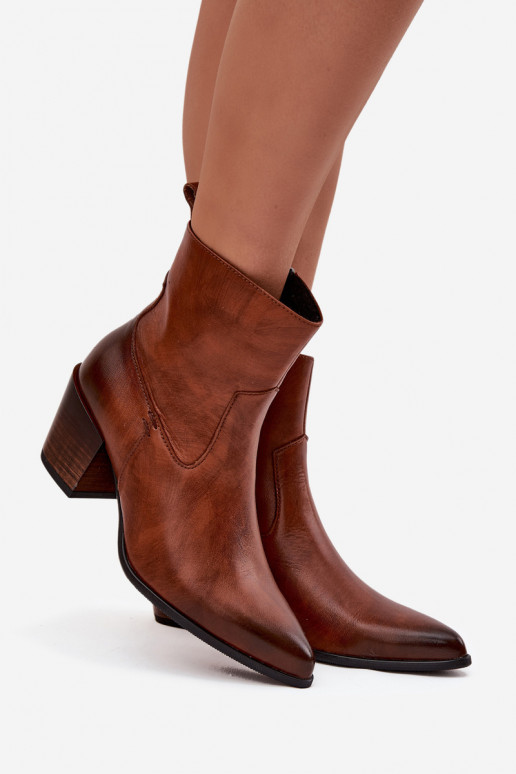 Haut Stiefel im CoZuboy-Stil Feminin mit Absätzen sich Zuarm laufen Zazoo 60565 braune Farbe