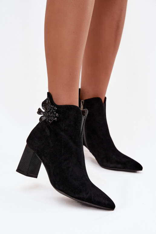 aus INildleder Damenstiefel mit Ornamenten D&A CR52-686 schZuarze Farbe