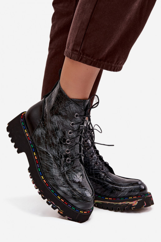 Haut mit Lackeffekt Damenstiefel Artiker 57C0065 graue Farbe