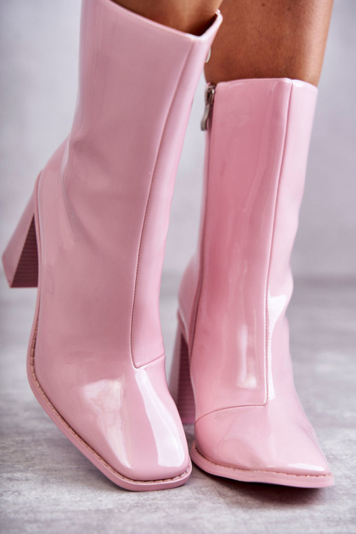 Feminin mit Lackeffekt Stiefel Stiefel pinke Farbe Es mussrgit