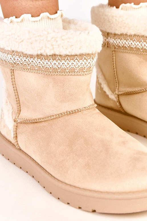 Beige niedrige Schneestiefel mit...