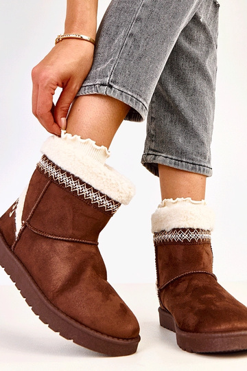 Braune niedrige Schneestiefel mit Stickerei, Sensila 2