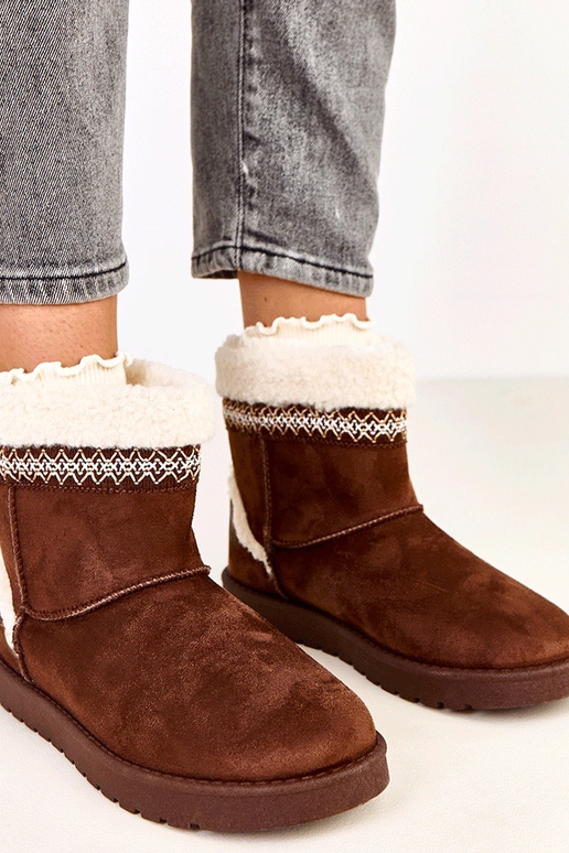 Braune niedrige Schneestiefel mit...