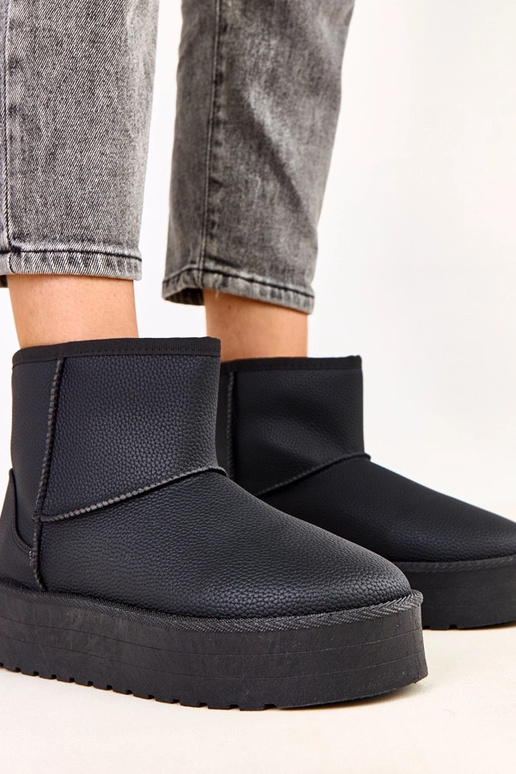 Schwarze niedrige Schneestiefel mit...