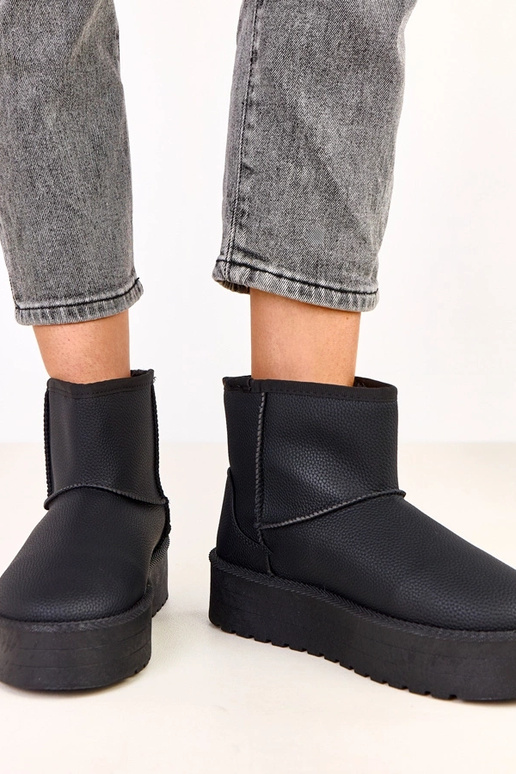 Schwarze niedrige Schneestiefel mit...