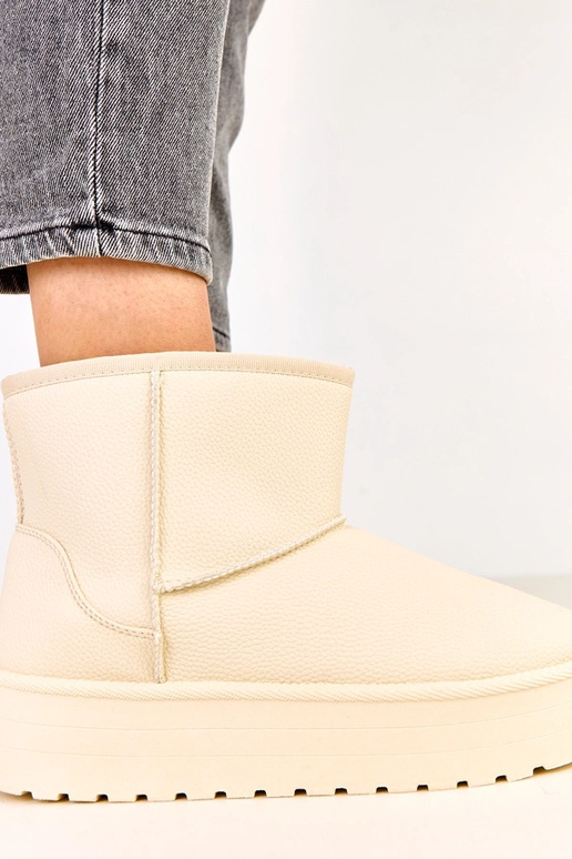 Beige niedrige Schneestiefel mit...