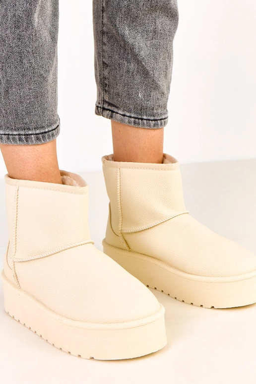 Beige niedrige Schneestiefel mit...