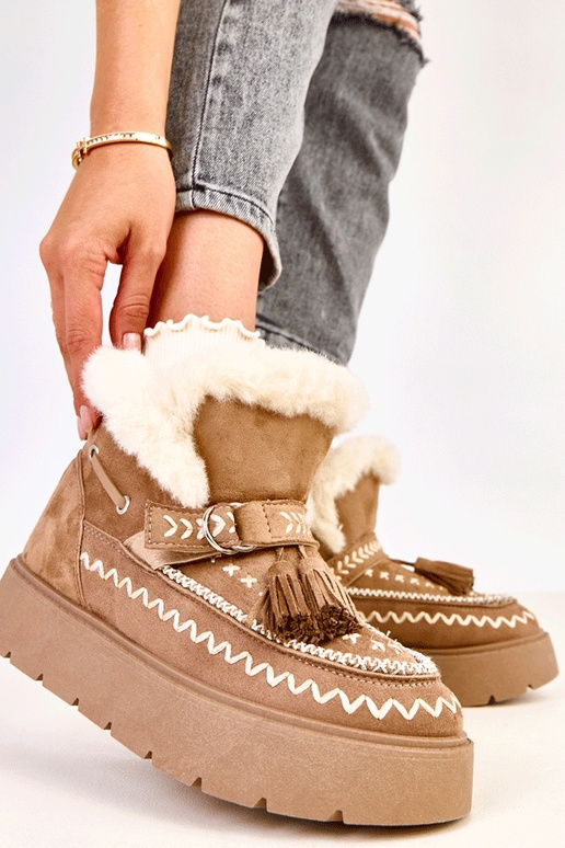 Hellbraune Schneestiefel mit...