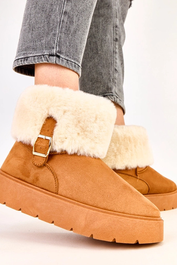 Braune Schneestiefel mit Plateausohle und Schnalle, Salini