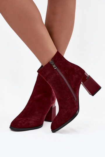 Damen Stiefel aus echtem Veloursleder mit Absätzen, warm, D&A CR52-718, bordeaux