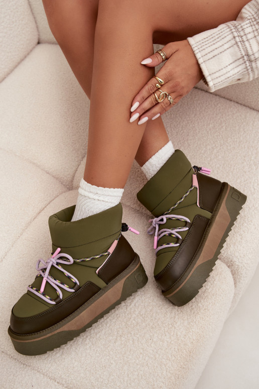 Schneestiefel mit einer Plattform D.Franklin DFSH371015 Khaki-Farbe