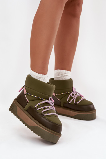 Schneestiefel mit einer Plattform D.Franklin DFSH371015 Khaki-Farbe 2