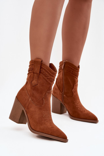 Stiefel im CoZuboy-Stil Feminin mit Absätzen braune Farbe Jessa 2
