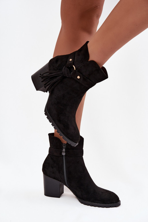 Damenstiefel mit Fransen schZuarze Farbe Rosabella Damenstiefel mit Fransen schZuarze Farbe Rosabella