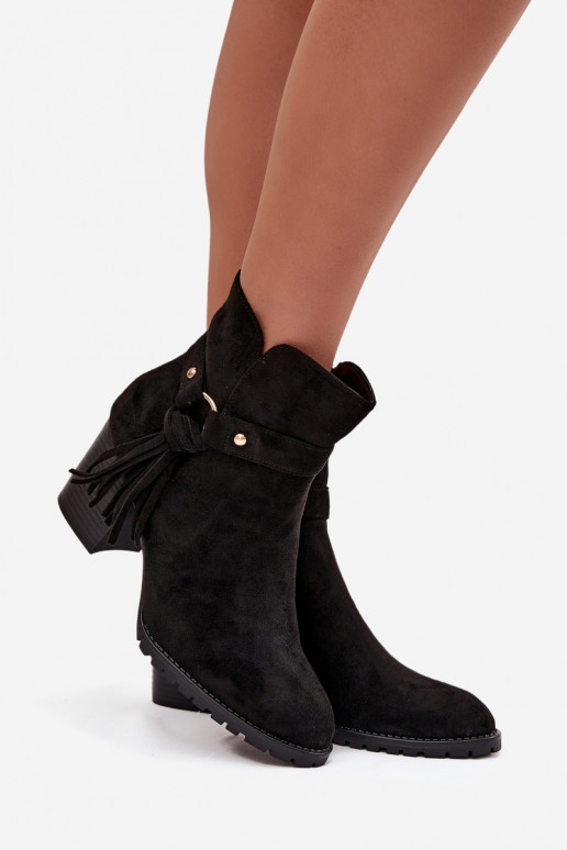 Damenstiefel mit Fransen schZuarze Farbe Rosabella Damenstiefel mit Fransen schZuarze Farbe Rosabella