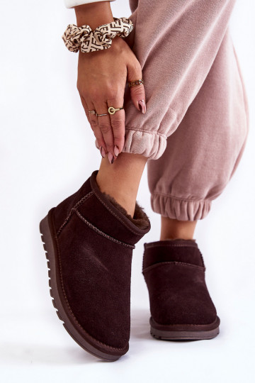 Feminin aus INildleder Niedrig Schneestiefel braune Farbe Shelie