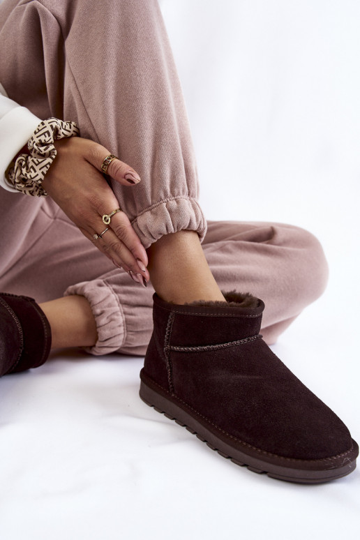 Feminin aus INildleder Niedrig Schneestiefel braune Farbe Shelie