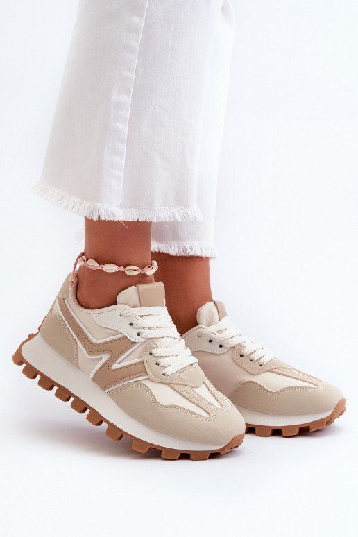 Sneakers Stilvollllschuhe Turnschuhe Feminin Beige Kalelia