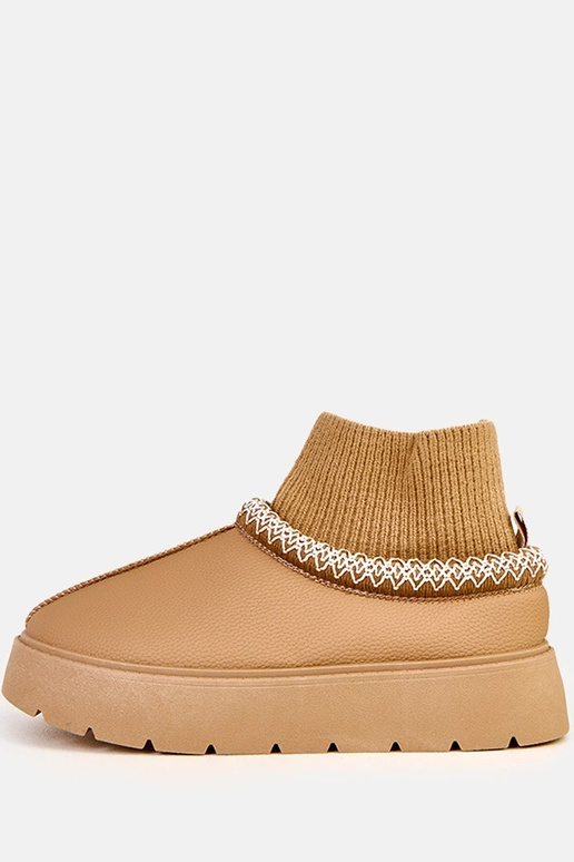 Braune Schneestiefel mit Sockenform...