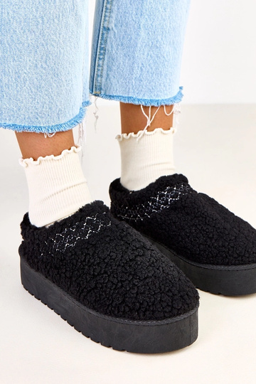Schwarze flache Schneestiefel mit Plattform Royana 2