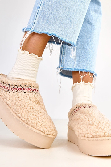 Beige flache Schneestiefel mit Plattform Royana 2