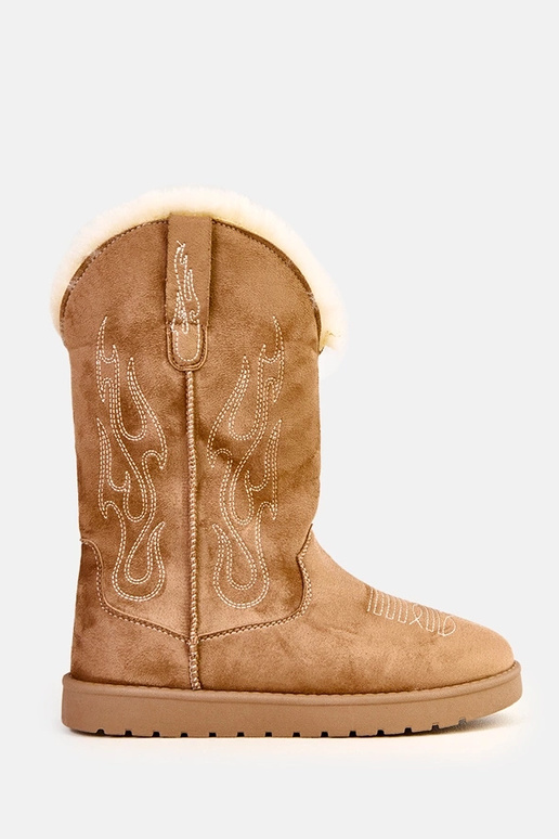 Dunkelbeige Schneestiefel mit...