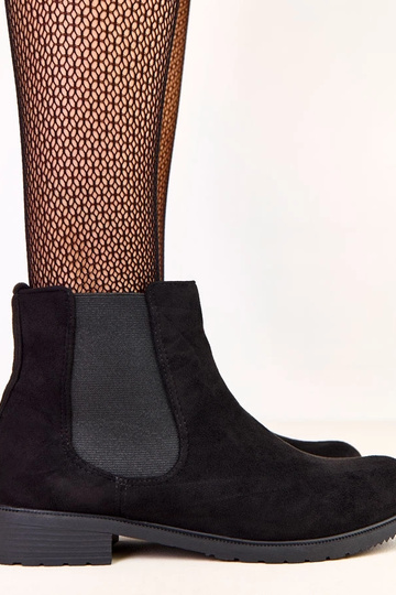Schwarze flache Stiefeletten mit elastischem Einsatz Salomi