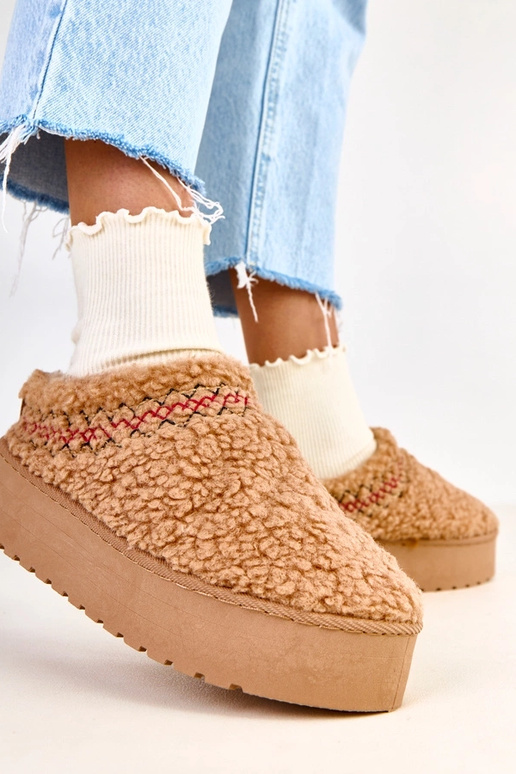 Dunkelbeige flache Schneestiefel mit...