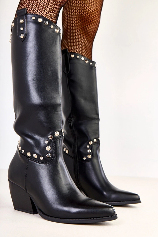 Schwarze Damen-Cowboystiefel mit...