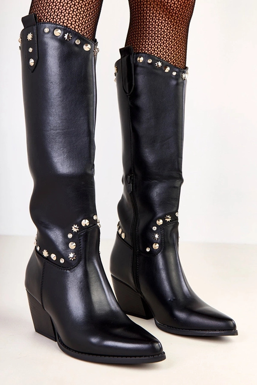 Schwarze Damen-Cowboystiefel mit...
