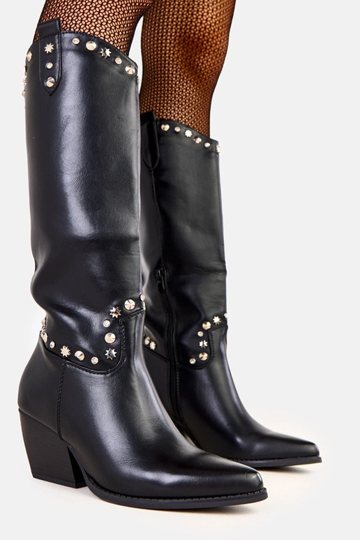 Schwarze Damen-Cowboystiefel mit...