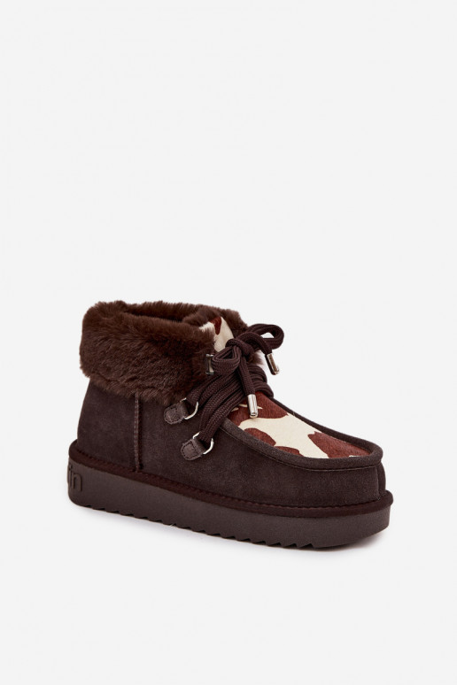 Schneestiefel FemininErmöglichtturalnego aus INildlederu Łaty D.Franklin DFSH375008 CzekoladoZue