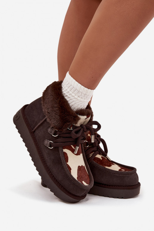 Schneestiefel FemininErmöglichtturalnego aus INildlederu Łaty D.Franklin DFSH375008 CzekoladoZue