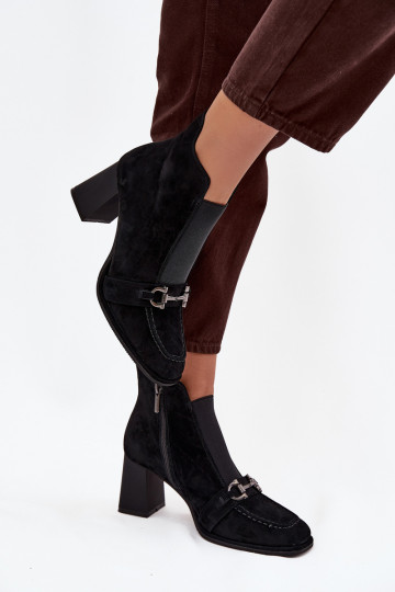 Damen Stiefeletten aus Naturwildleder mit Absatz Artiker 57C0124 in Schwarz