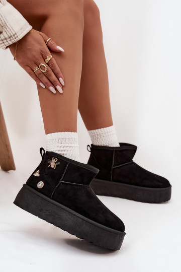 Schneestiefel Feminin mit einer PlattformPrzypinkami schZuarze Farbe Es musselle