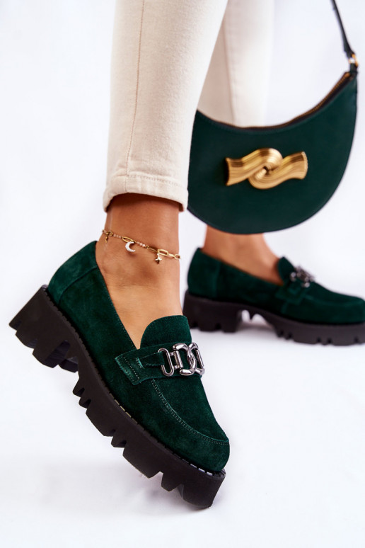 aus INildleder Schuhe mit Ornamenten Laura Messi 2489 grüne Farbe