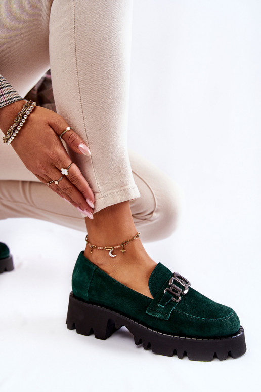 aus INildleder Schuhe mit Ornamenten Laura Messi 2489 grüne Farbe