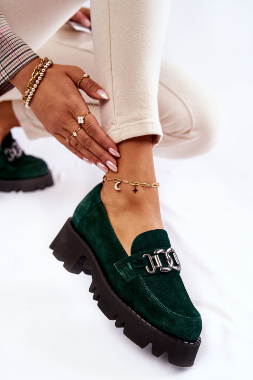 aus INildleder Schuhe mit Ornamenten Laura Messi 2489 grüne Farbe