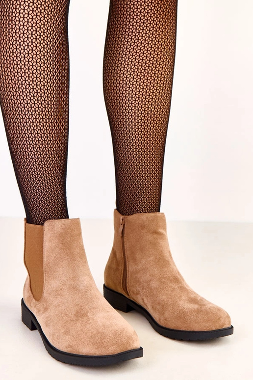 Braune flache Stiefeletten mit...